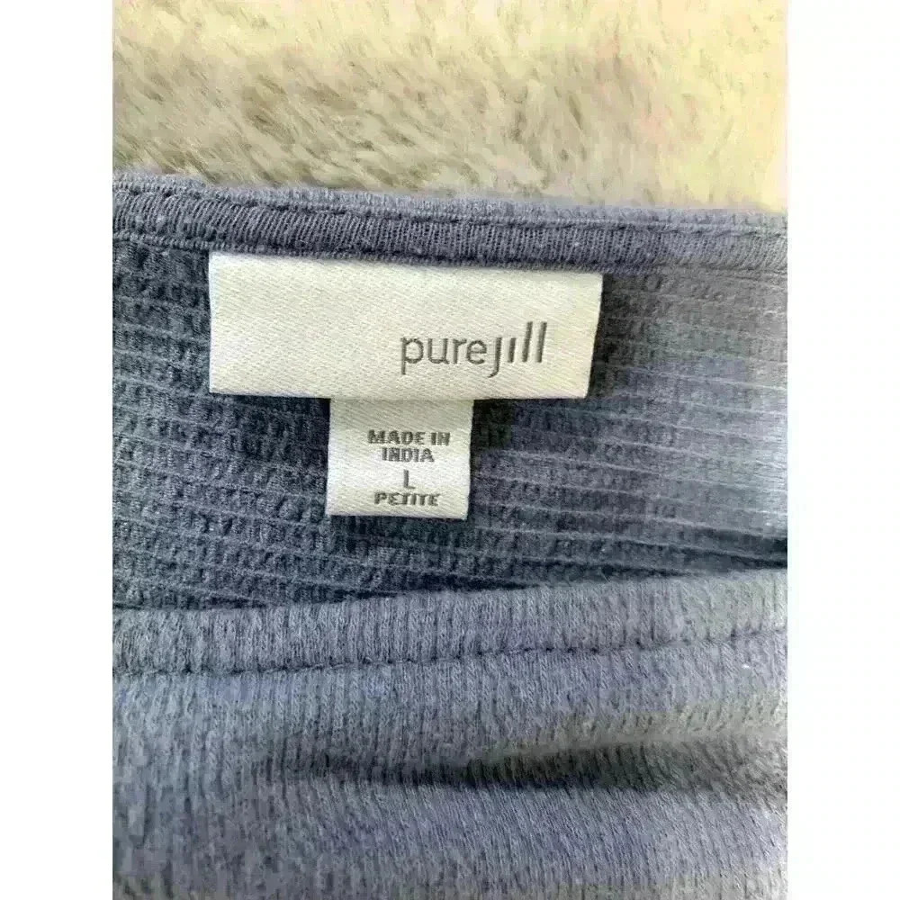 Pure Jill Tunic Top Crepe Large Bluebell Layered Knit Linen  Lagenlook Artsy - Picture 6 of 8